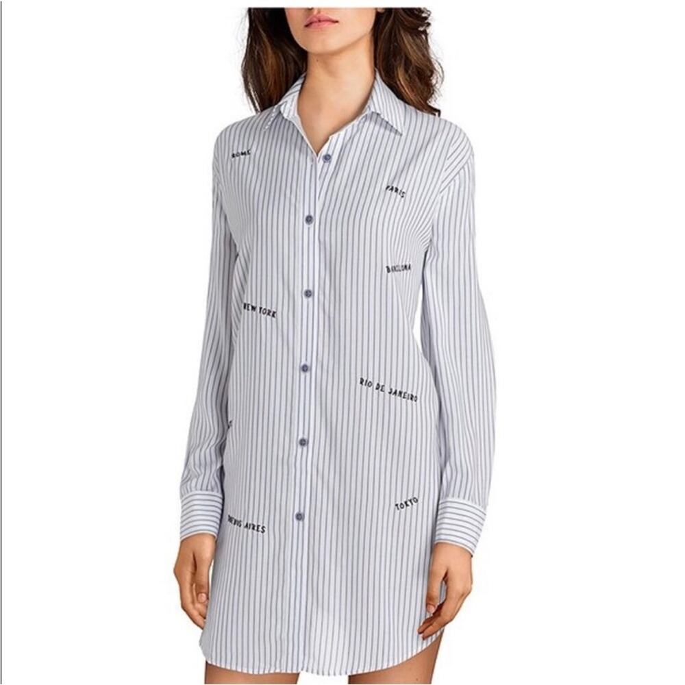 Jasmine & Ginger Destinations Sleepshirt striped blue, white soft cozy feminine